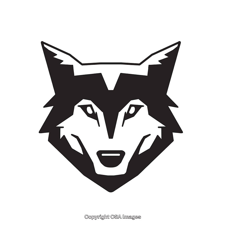 Minimalist Black and White Wolf Head Line Illustration