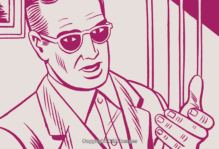 Retro Style Illustrated Businessman with Sunglasses in Monochromatic Theme