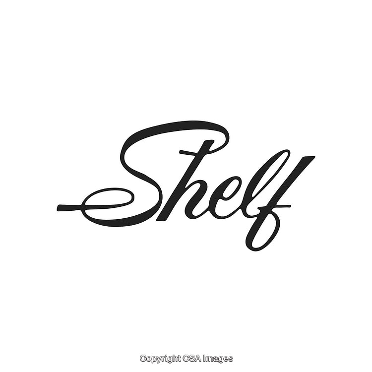 Elegant Calligraphic Typeface Highlighting Shelf Concept in Black on White Background