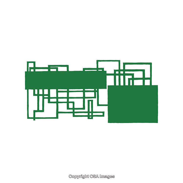 Green Abstract Geometric Shapes with Connected Lines on White Background