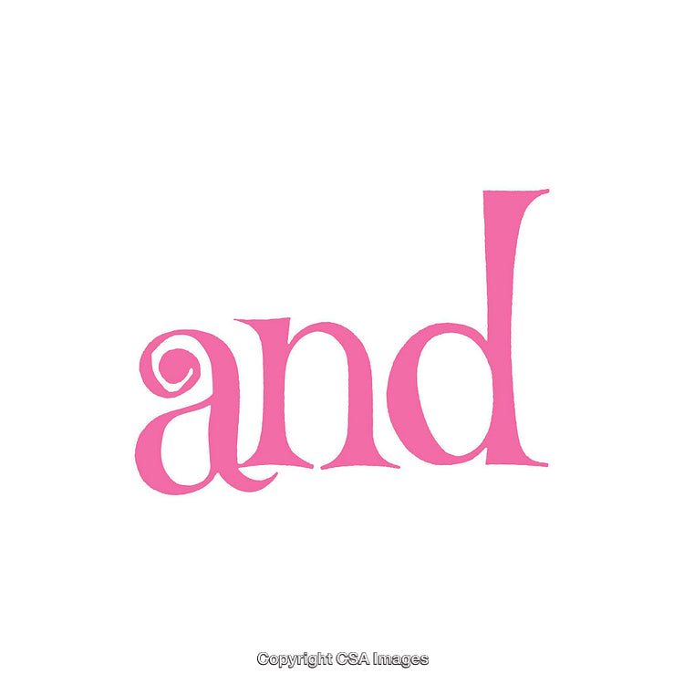 Pink And Symbol in Decorative Font on White Background