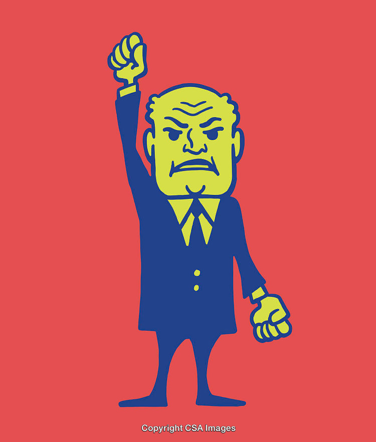Colorful Illustration of a Business Leader Raising a Determined Fist