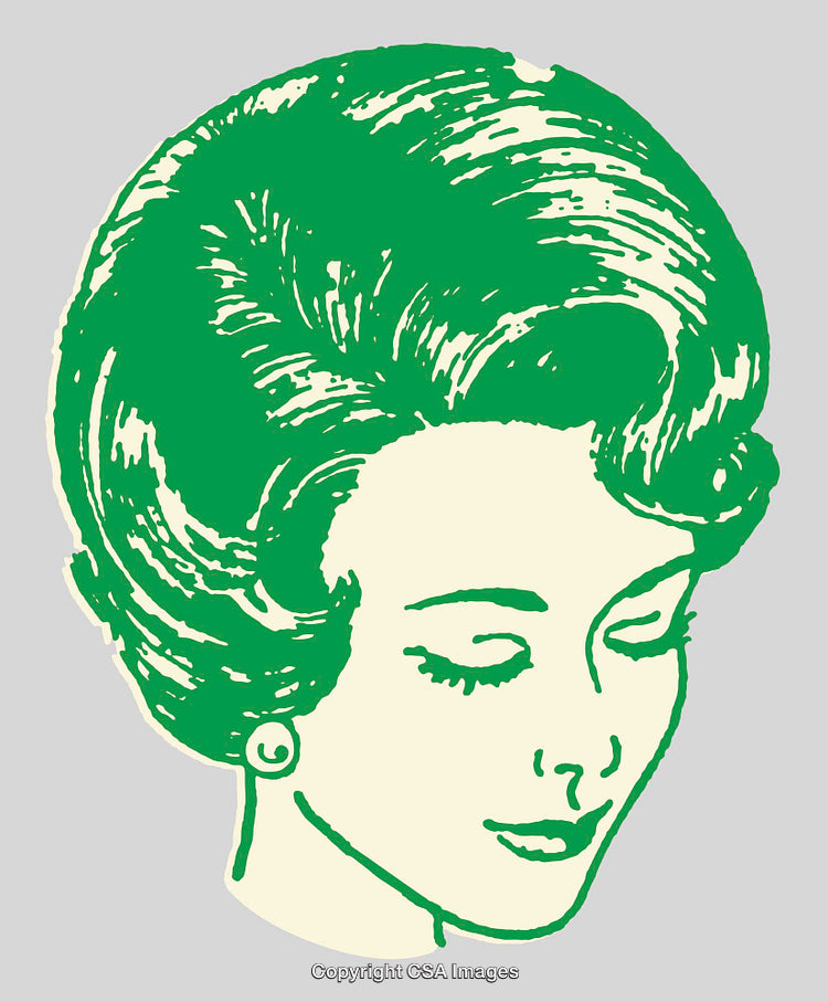 Vintage Line Art of Woman's Face with Elegant Hairstyle