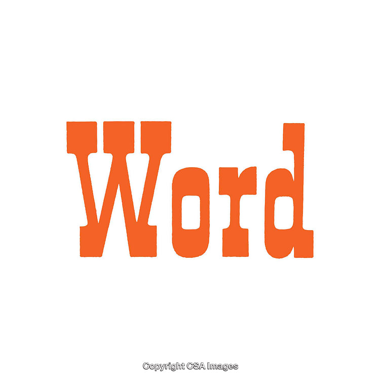 Bold Orange Text Reading Word in Classic Typography Style