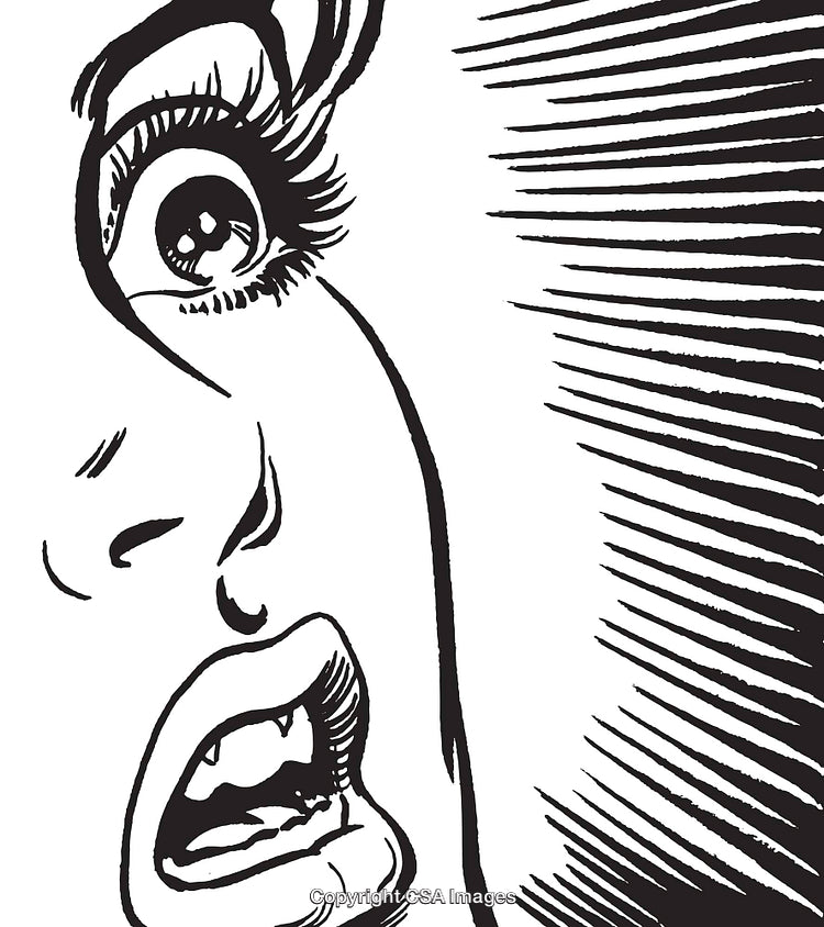 Illustration of Shocked Expression Highlighting Fear and Surprise in Black and White