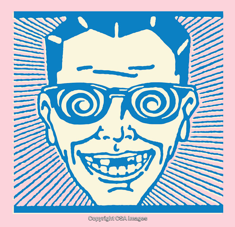 Colorful Line Art Illustration Featuring a Surreal Smiling Expression