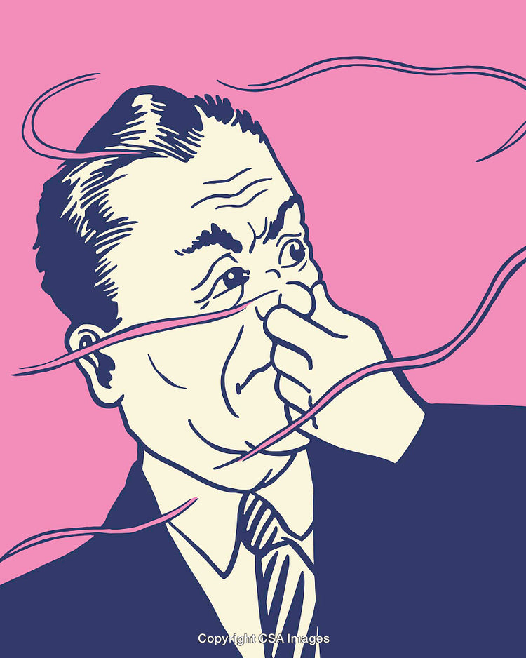 Colorful Line Art Illustration of a Man Reacting to an Unpleasant Smell