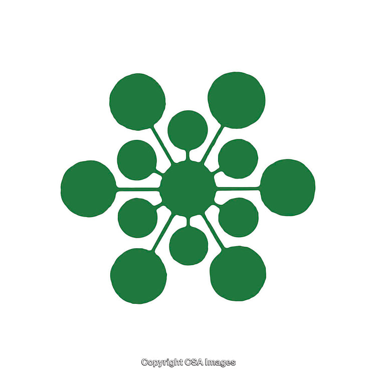 Abstract Green Circular Shape with Connected Dots on White Background