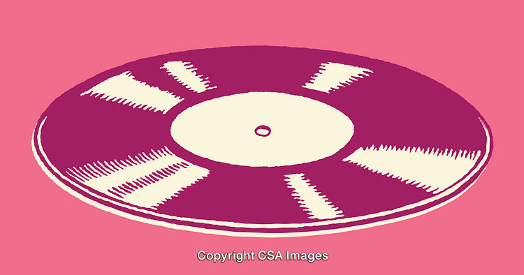 Vintage Style Record Illustration in Pink and Purple Colors