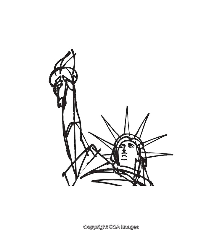 Black and White Line Art Illustration of the Statue of Liberty
