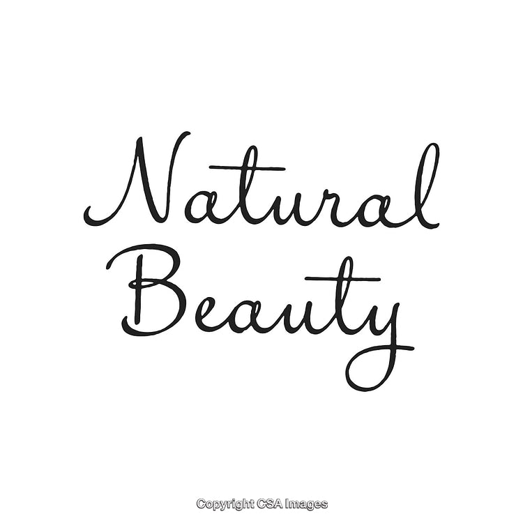 Elegant Handwritten Text Spelling Natural Beauty on a Clean White Background