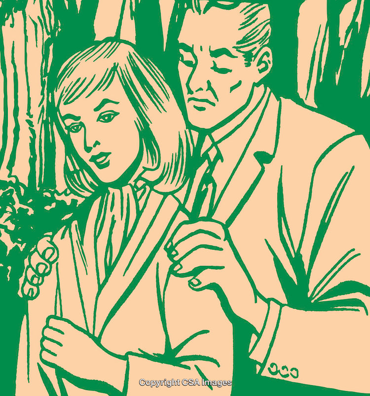 Classic Illustration of Two People in an Emotional Interaction in Nature