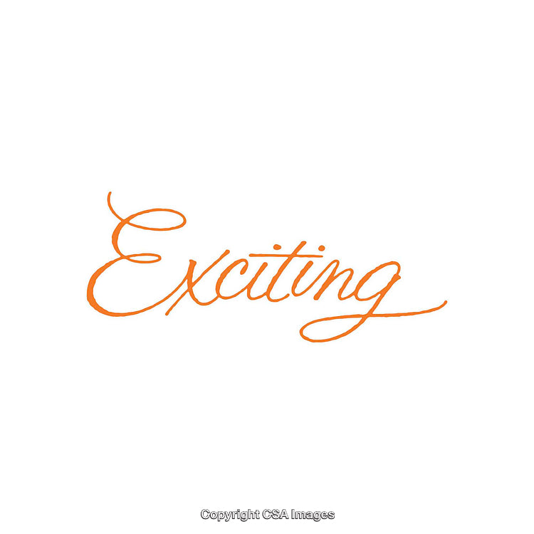 Elegant Script Art Featuring the Word "Exciting" in Vibrant Orange Hue