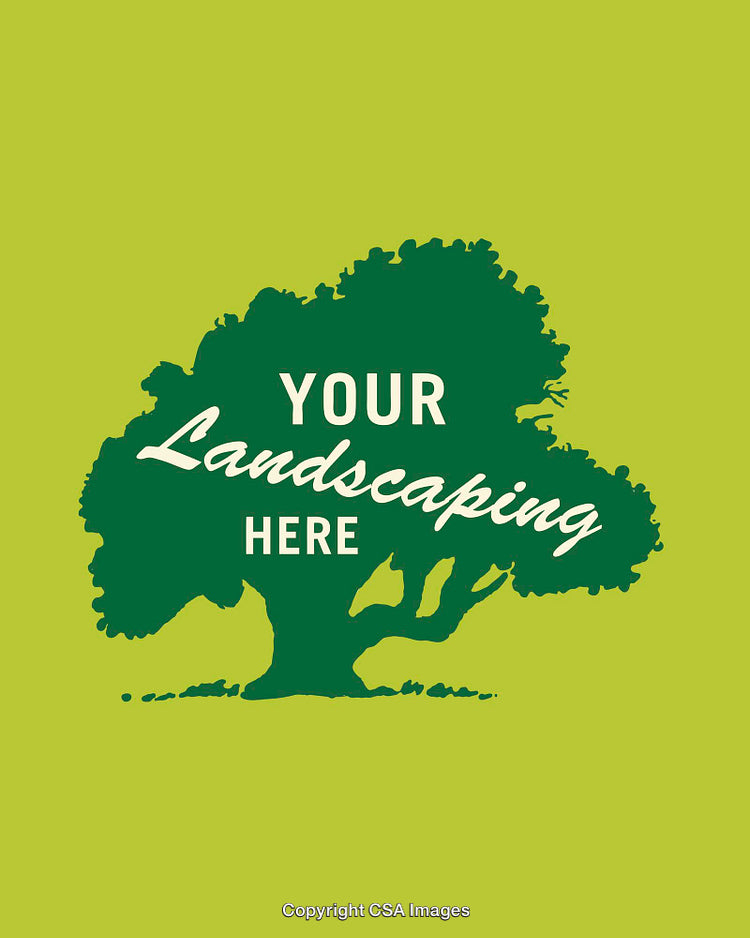 Green Tree Silhouette with Customizable Landscaping Logo Text