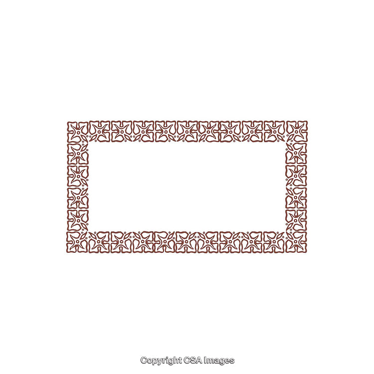 Intricate Rectangular Brown Frame with Geometric Pattern Design