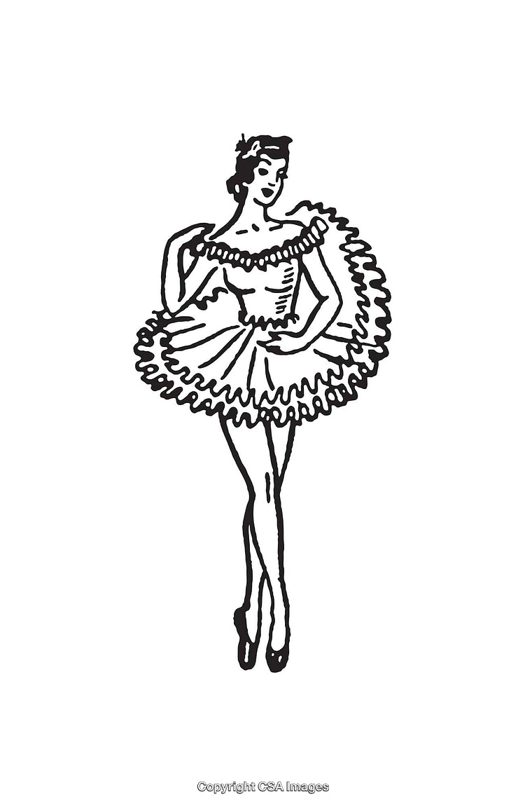 Elegant Line Art Illustration of a Ballet Dancer in Classical Posture