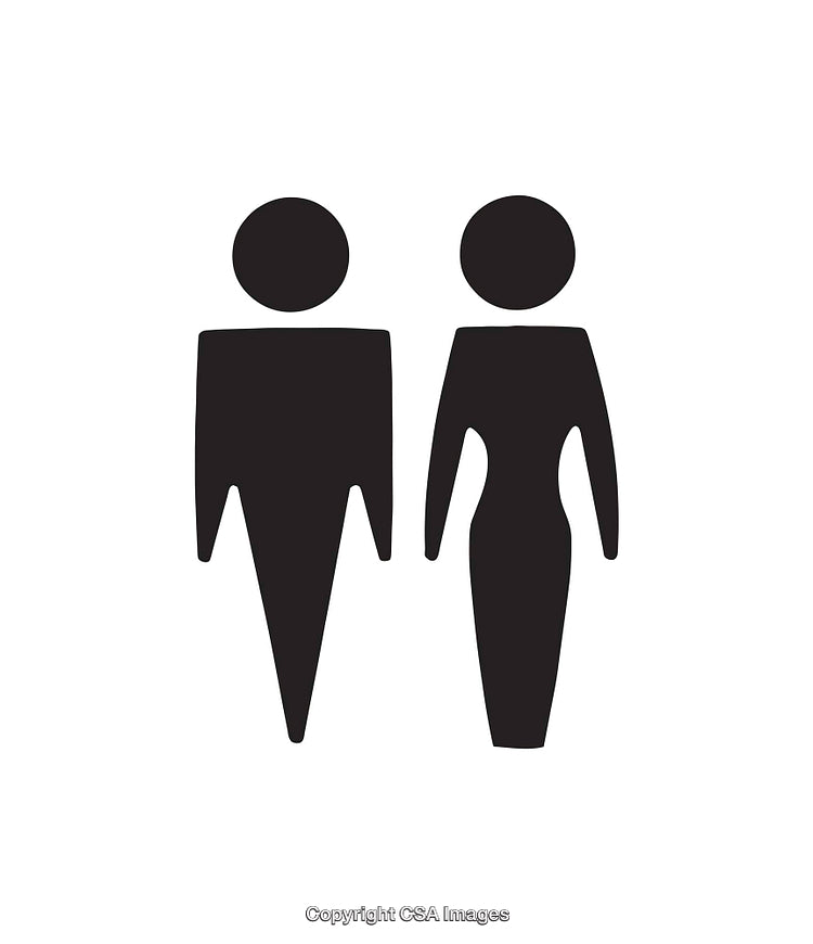 Minimalistic Black and White Male and Female Symbol Icon Illustration