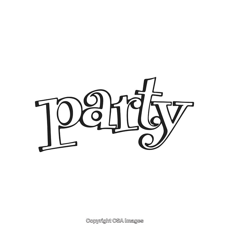 Playful Typography Art Design With Party-Themed Text Illustration