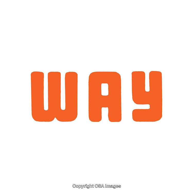 Bold Orange 'WAY' Typography on a Clean White Background