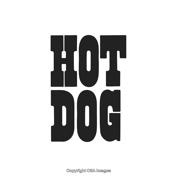 Bold Retro Style Typography Spelling 'Hot Dog' in Black Text on White
