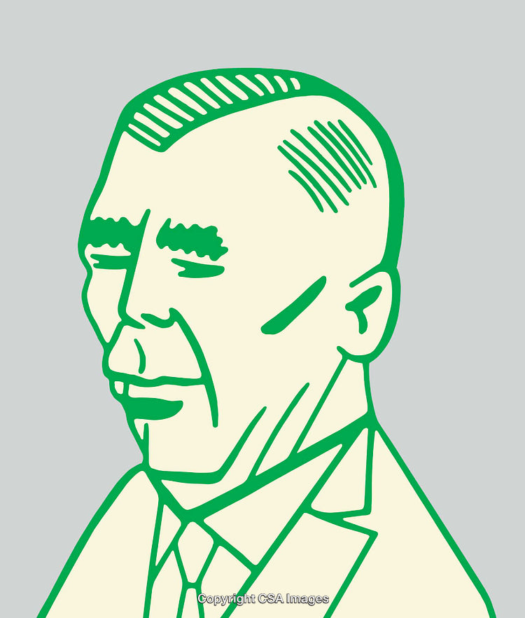 Minimalistic Green Line Art Illustration of a Distinguished Figure