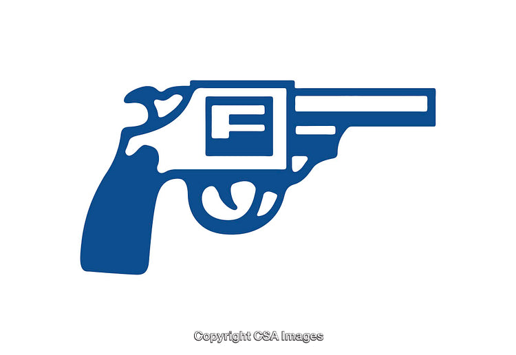 Blue Icon of a Simplified Pistol Design with Abstract Details