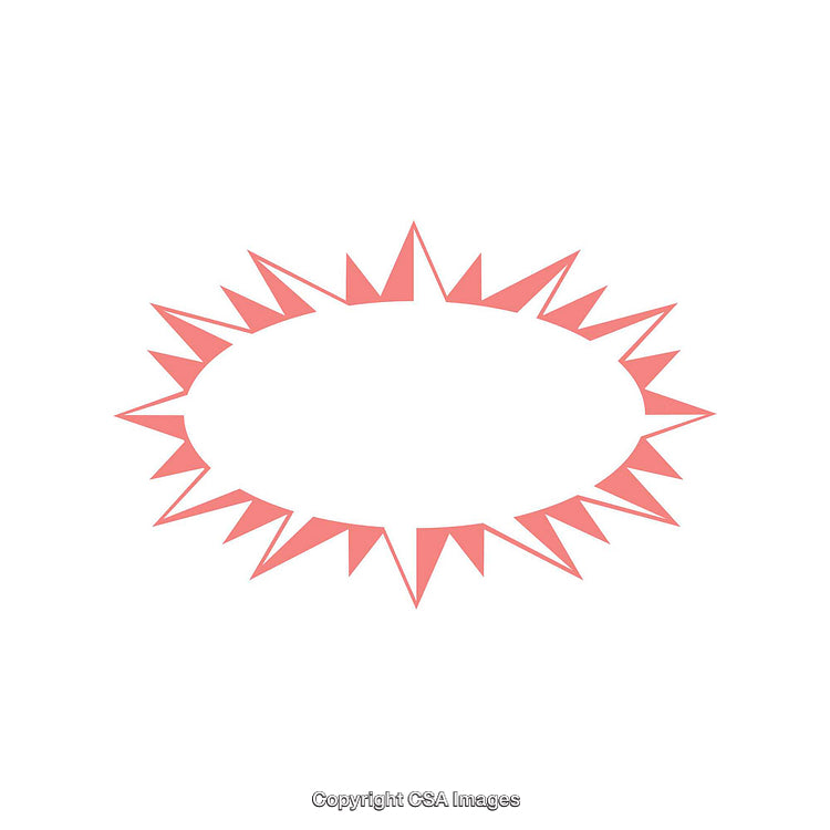 Minimalistic Red Spiked Circular Frame Design on Blank Background