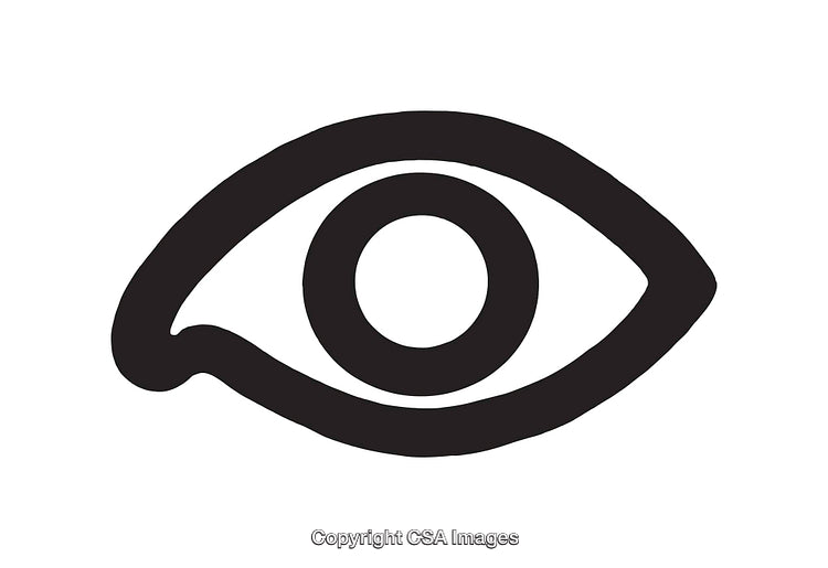 Minimalist Black and White Eye Icon with Bold Design