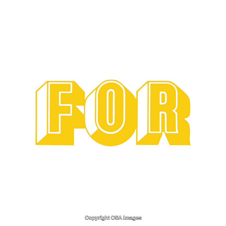Yellow Bold 3D Style Word Art Letters on a White Background
