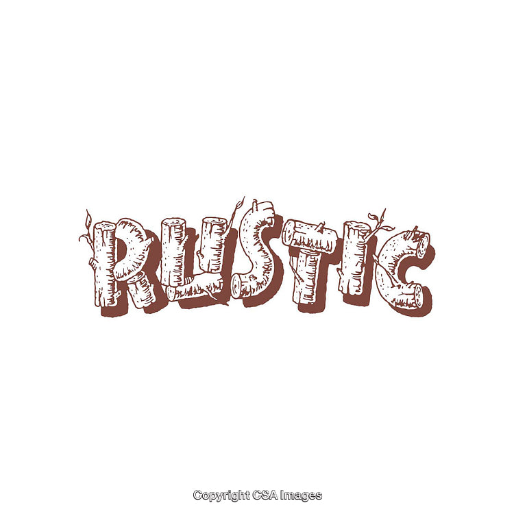 Rustic-Themed Hand-Drawn Log Typography Illustration with Natural Elements