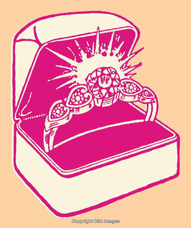 Colorful Line Art Illustration of a Ring in a Jewelry Box