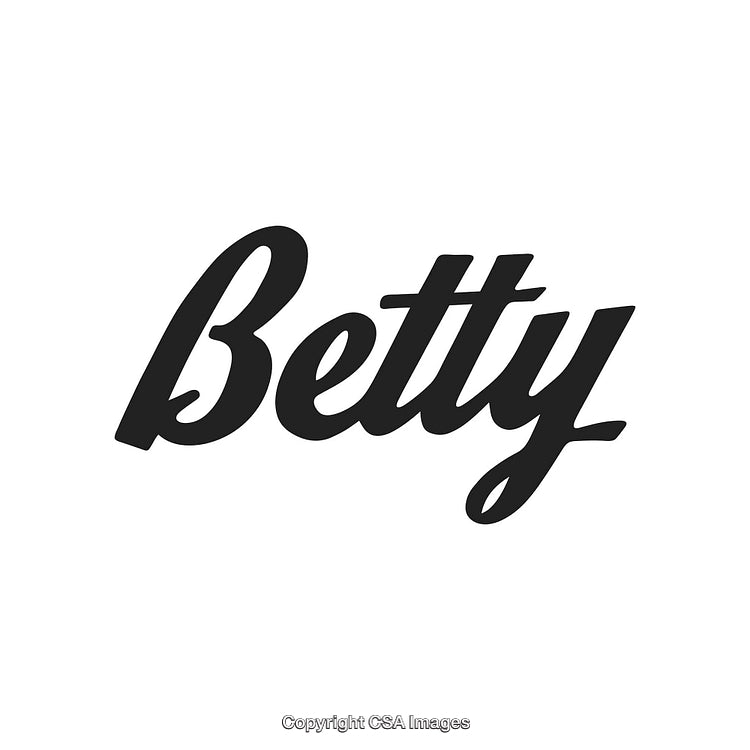Stylized Black Font of the Name Betty on a White Background