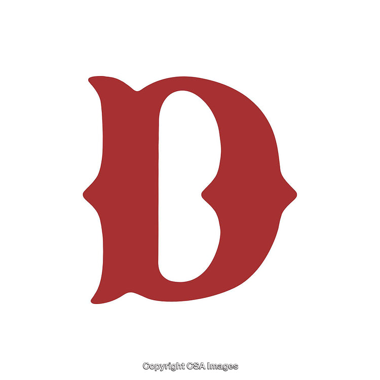 Vintage Ornamental Red Letter D on White Background