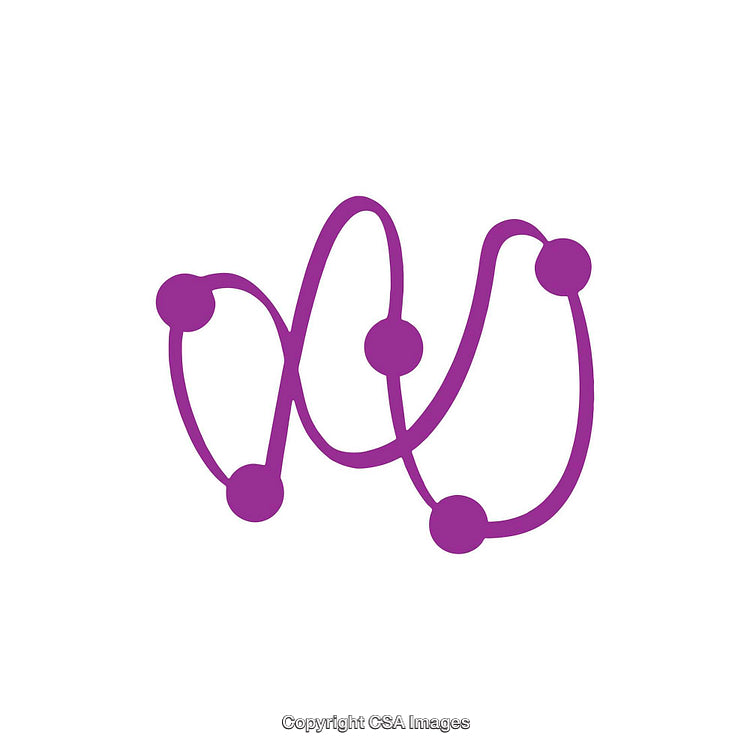 Purple Abstract Loop Design with Circular Node Connections on White Background