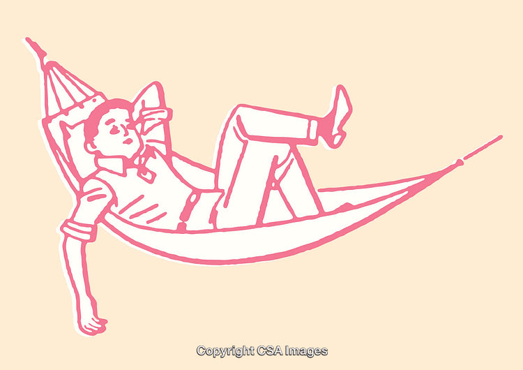 Relaxed Figure Lounging in a Hammock With Minimal Line Art Style