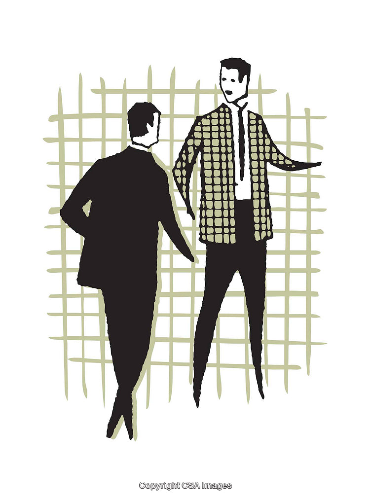Stylized Illustration of Two Men in Conversation