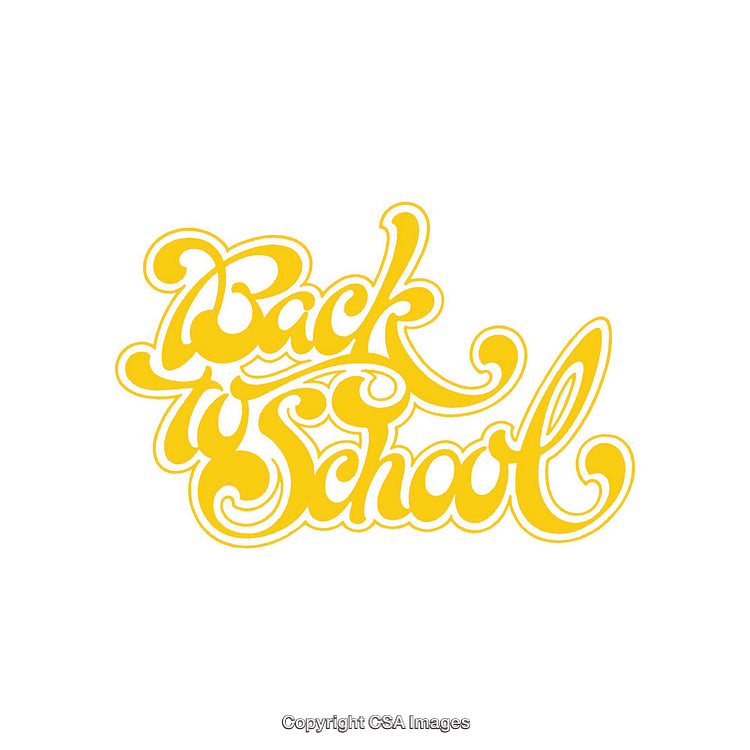 Yellow Calligraphy Back to School Lettering on White Background