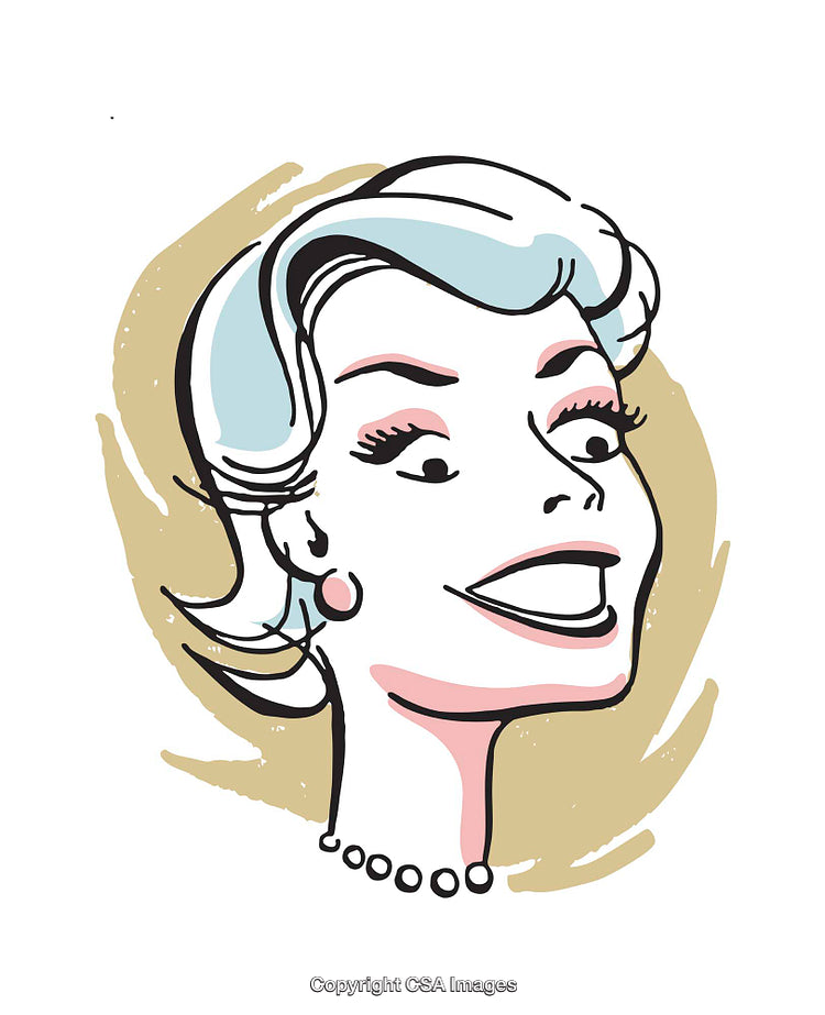 Retro-Inspired Illustration of a Smiling Woman in Bright Colors