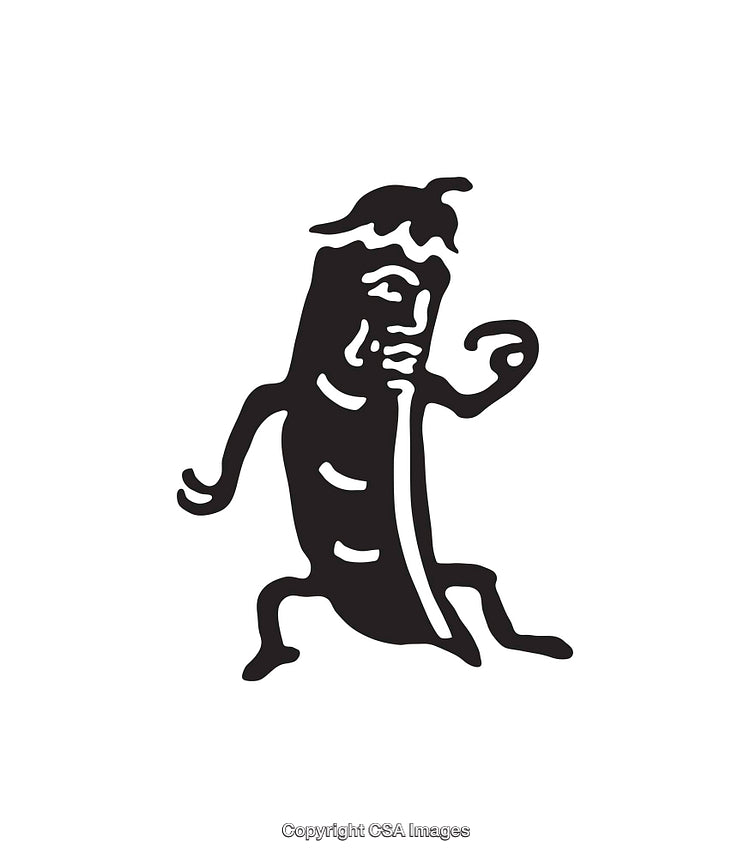 Cartoon Pepper Character in Black and White Line Art Illustration