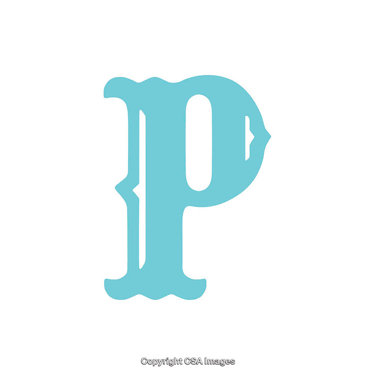 Stylized Blue Letter P in Decorative Typography Art