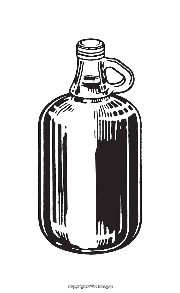 Black and White Line Art Illustration of a Classic Glass Jug