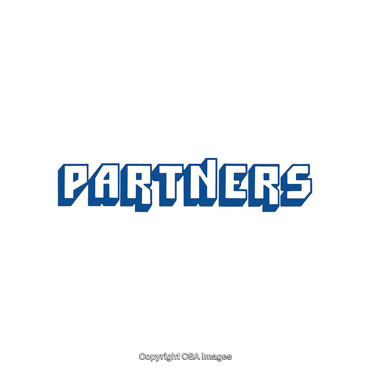 Bold Blue Text Spelling the Word 'Partners' on White Background
