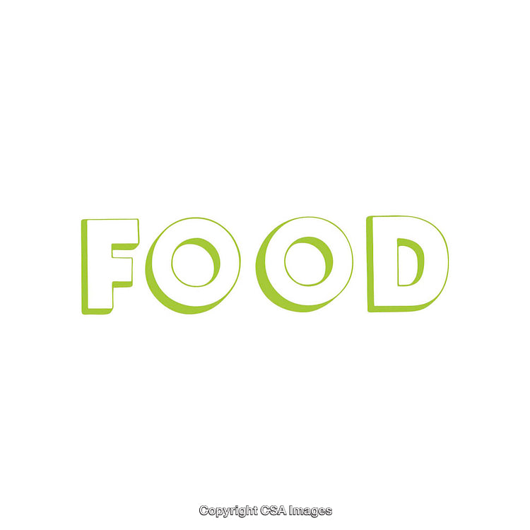 Green Text Graphic Focused on the Word 'Food' in Minimalist Design