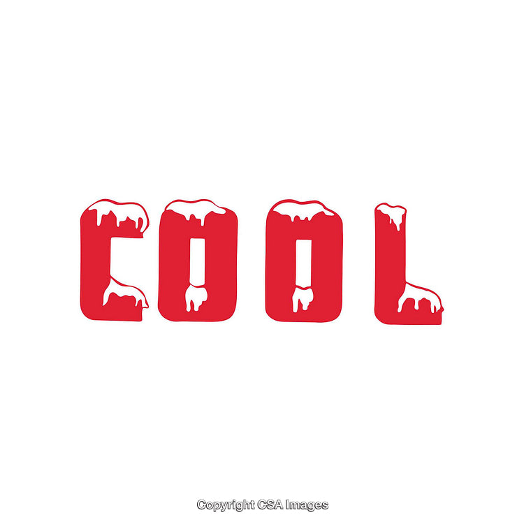 Red Cool Typography With Snow-Covered Letters on White Background