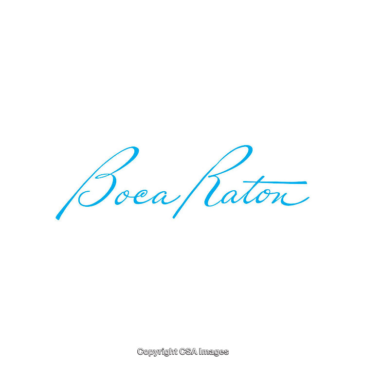 Elegant Script Text of Boca Raton in Soft Blue Hue