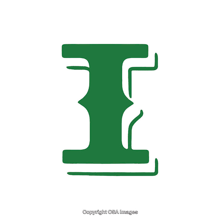 Green Stylized Letter I on a White Background Design