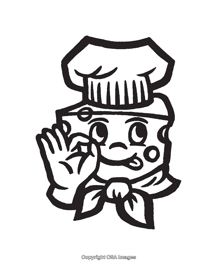 Illustration of a Smiling Cheese Character in Chef Hat and Neckerchief