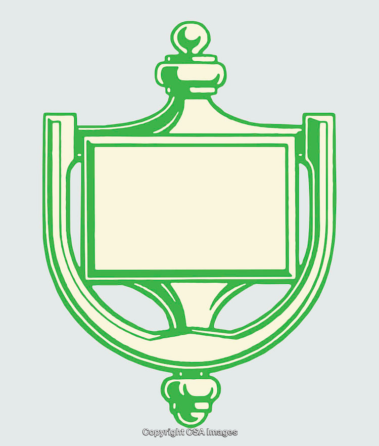 Vintage Green Decorative Shield with Blank Center Illustration
