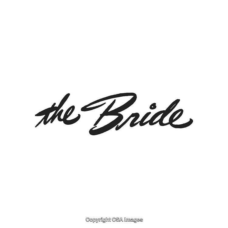 Elegant Handwritten Script Featuring 'The Bride' in Stylish Black Calligraphy