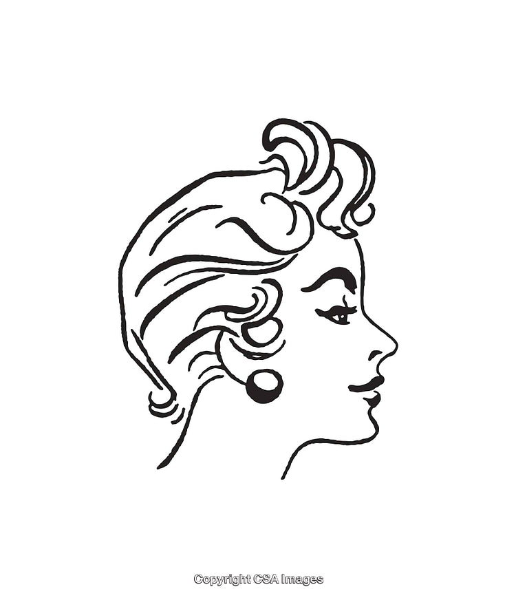 Elegant Black and White Line Art Illustration of a Woman's Profile
